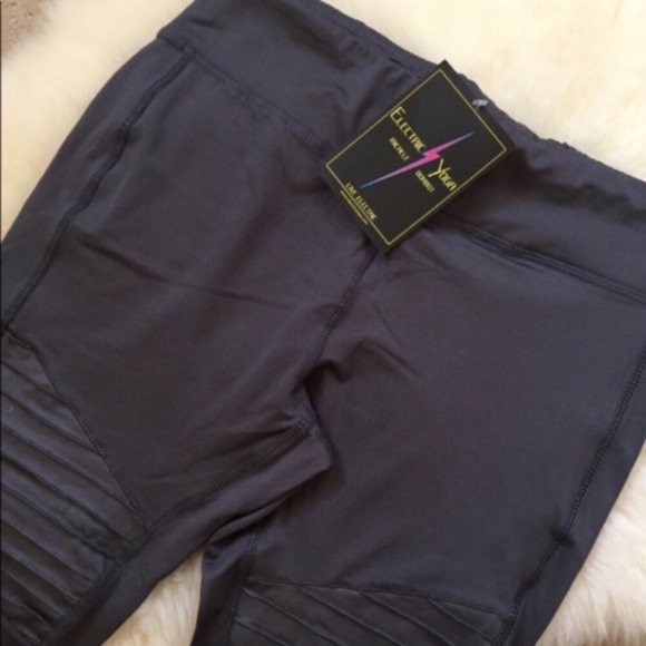 Electric Yoga Charcoal Motorcycle Yoga Leggings - Picture 4 of 6